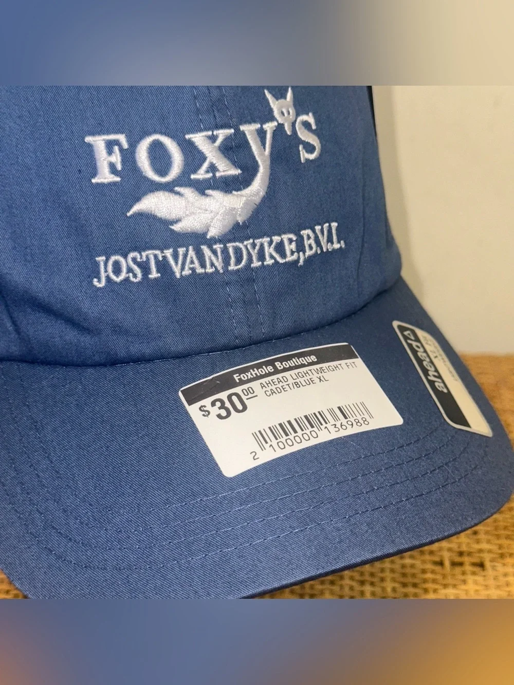 Ahead Foxy’s Classic Logo Cap Adults Adjustable 100% Cotton Blue Lightweight XL
